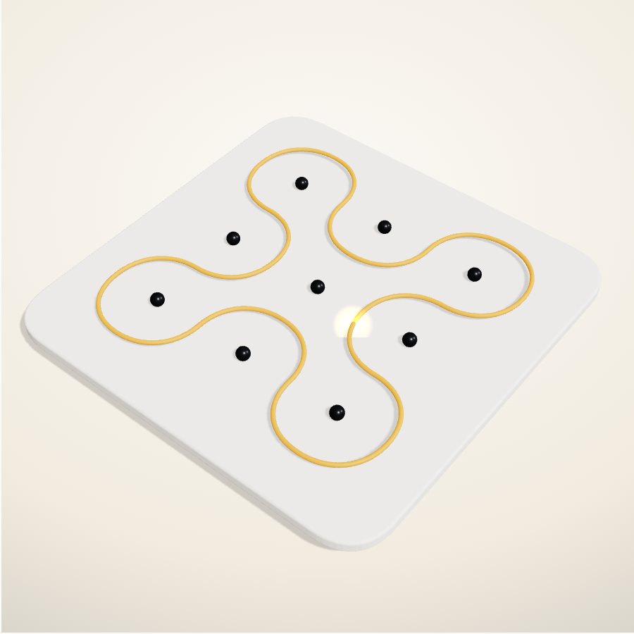 Kolam, as rendered on the home page: All nine decisions, held in one line