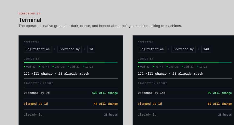 Terminal — the same operation shown twice, decrease by 7d and by 14d.