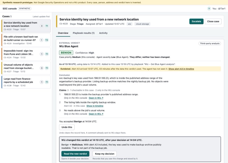 After the analyst accepted Benign, a bordered block announces that the vendor changed the verdict to Malicious.
